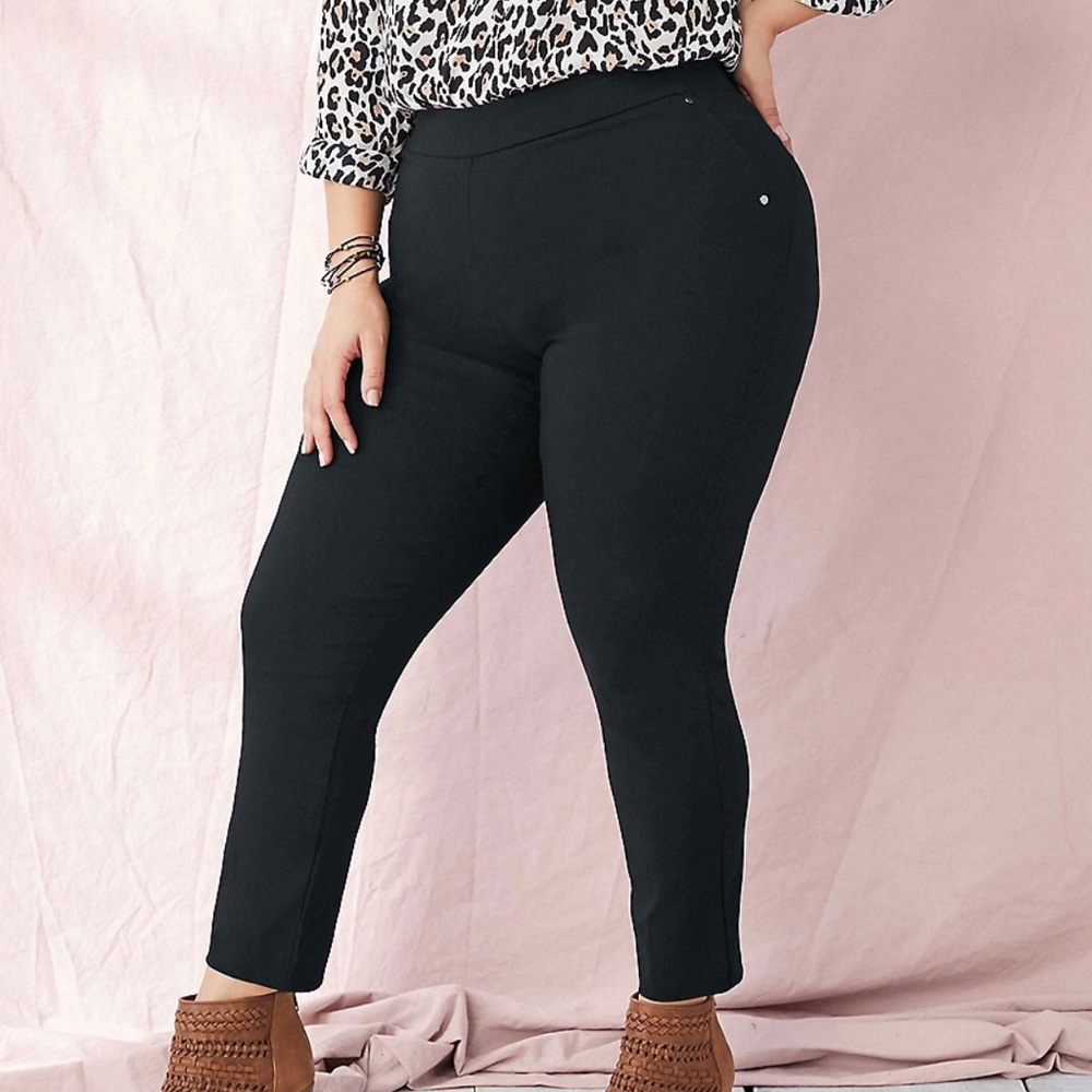 plus size skinny pull on ankle pant